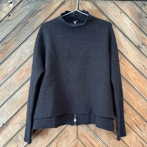 Free People Arctic Fox Sweater XS charcoal wool blend zipper oversized